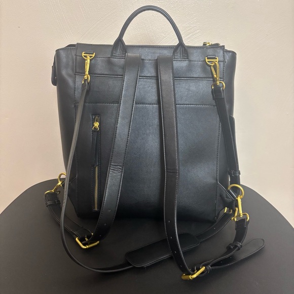 Fawn Design The Square Diaper Bag‎ Baby Messenger Backpack Black Gold - Picture 2 of 15